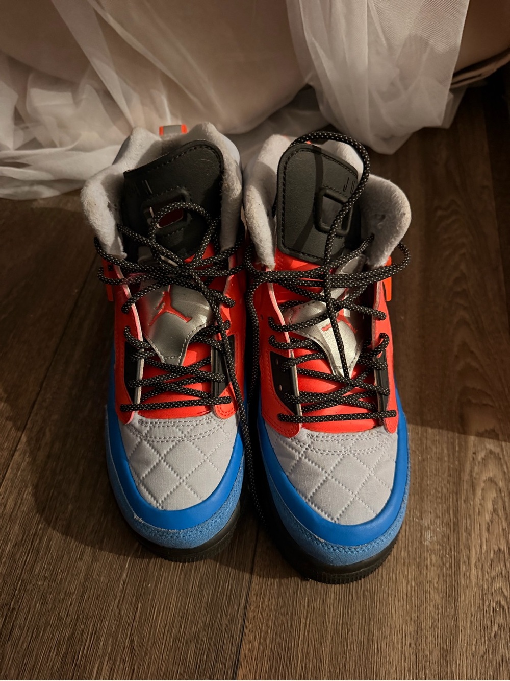 Jordan Kids High-Top Sneakers in Red, Blue & Gray